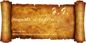 Hegedűs Irén névjegykártya
